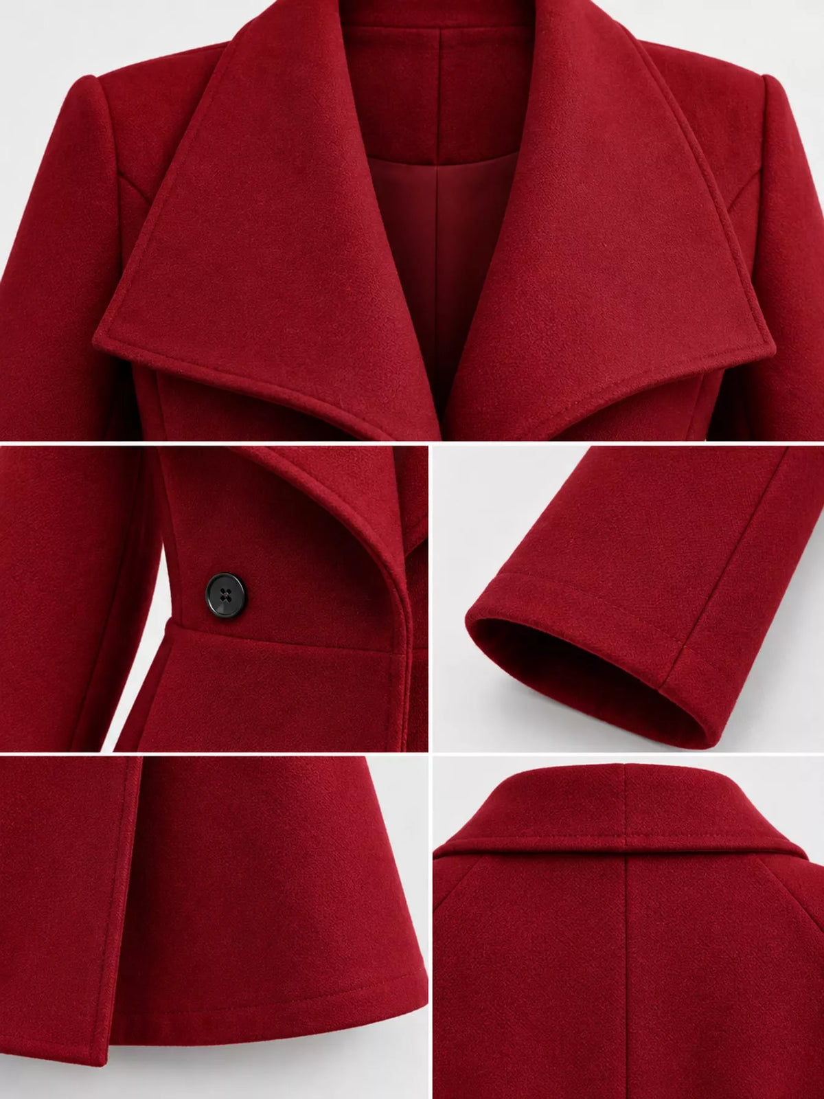Red double-breasted slim-fit coat