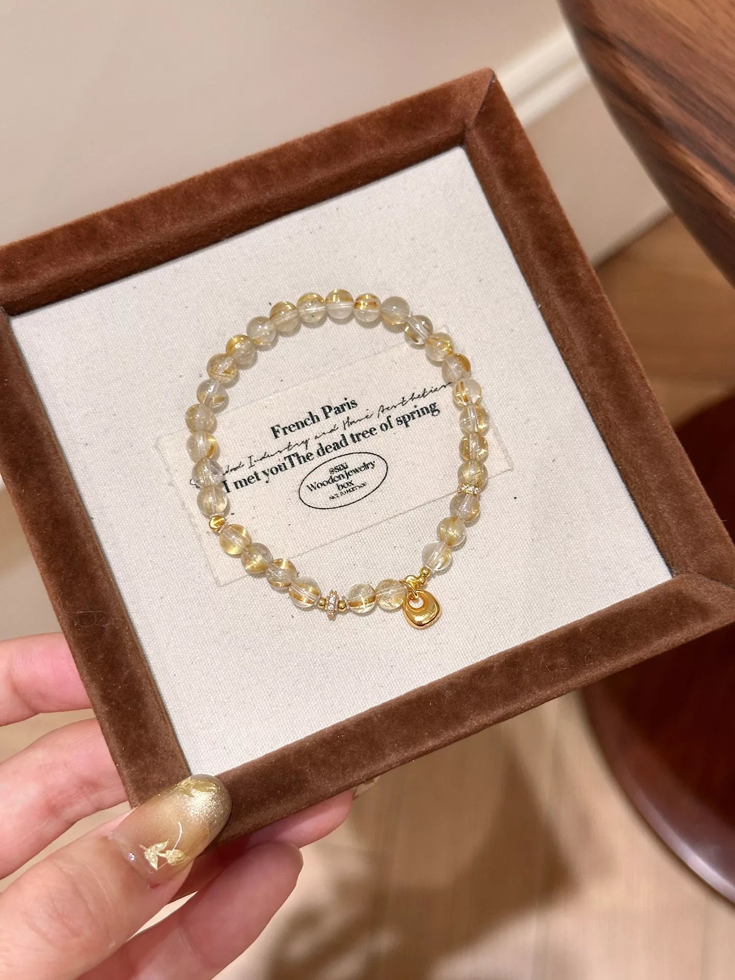 Women's Crystal Beaded Bracelet With 18K Gold Plated Charm