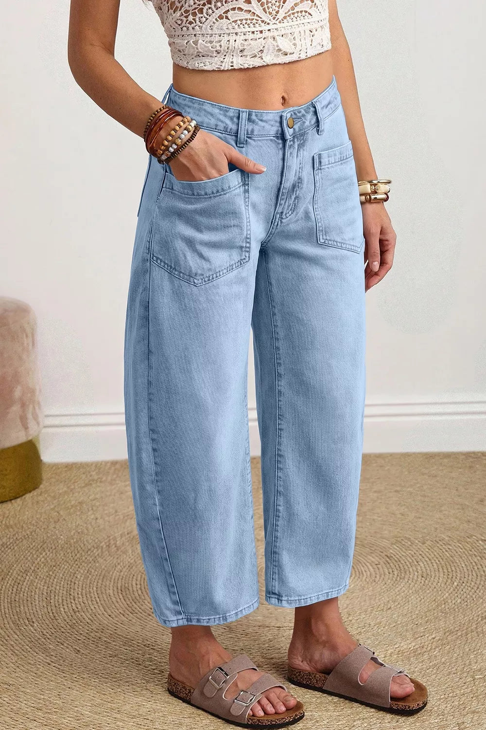 Trendsi Wide Leg Cropped Jeans -