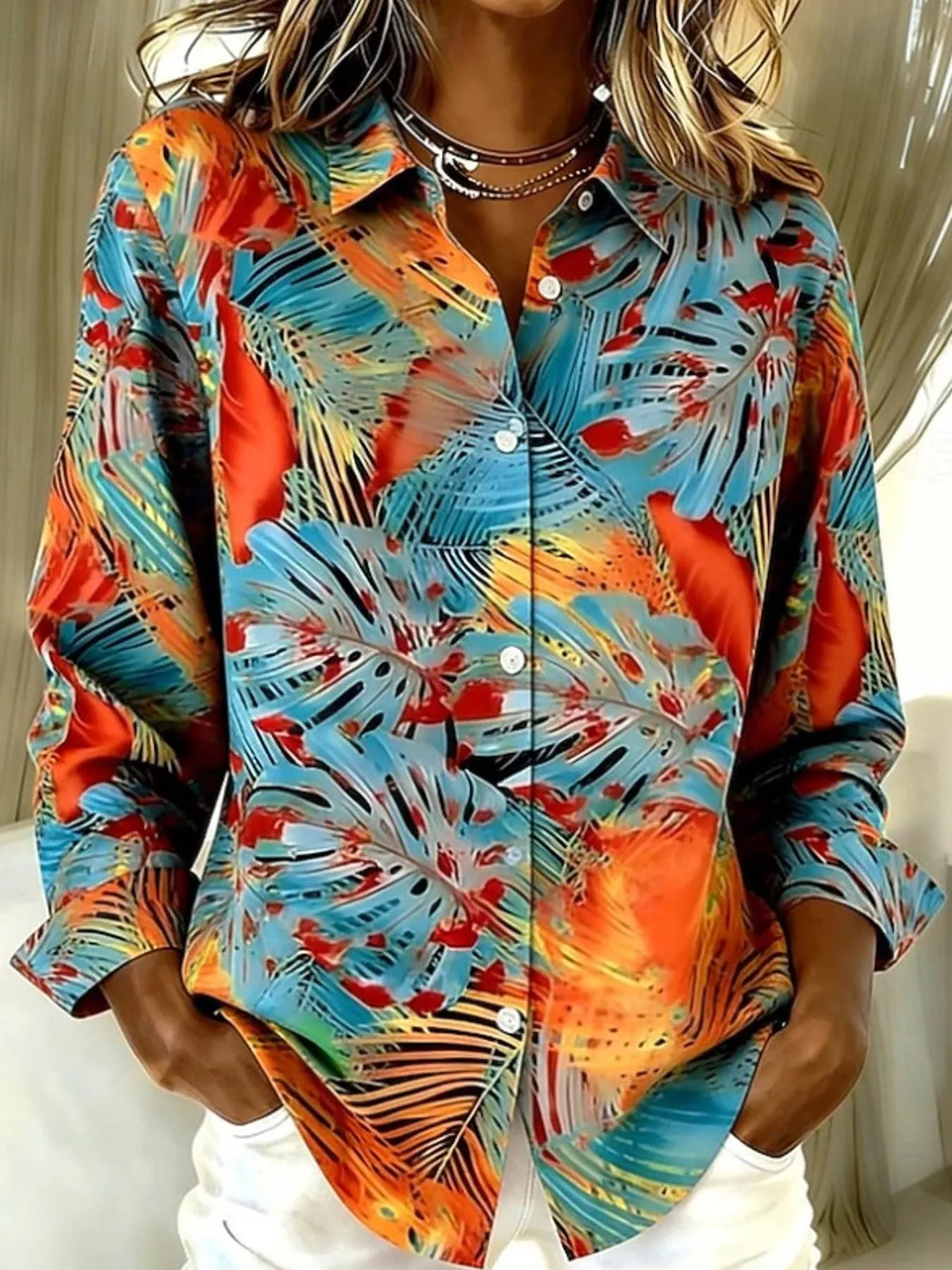 Multicolor floral long sleeve shirt