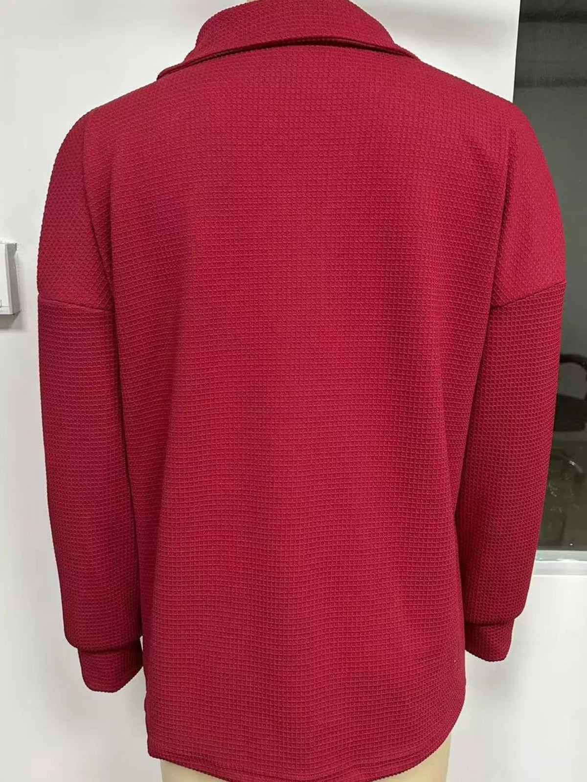 Collared long sleeve top, back view