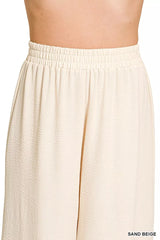 Trendsi Zenana Woven Airflow Elastic Waistband Pants -
