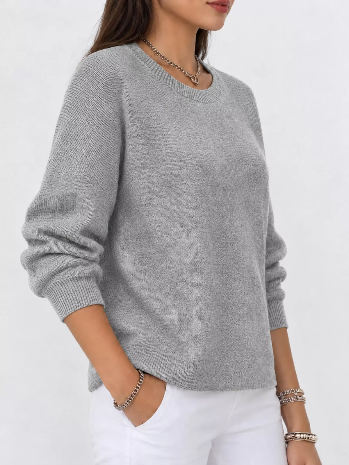 Gray crew neck sweater