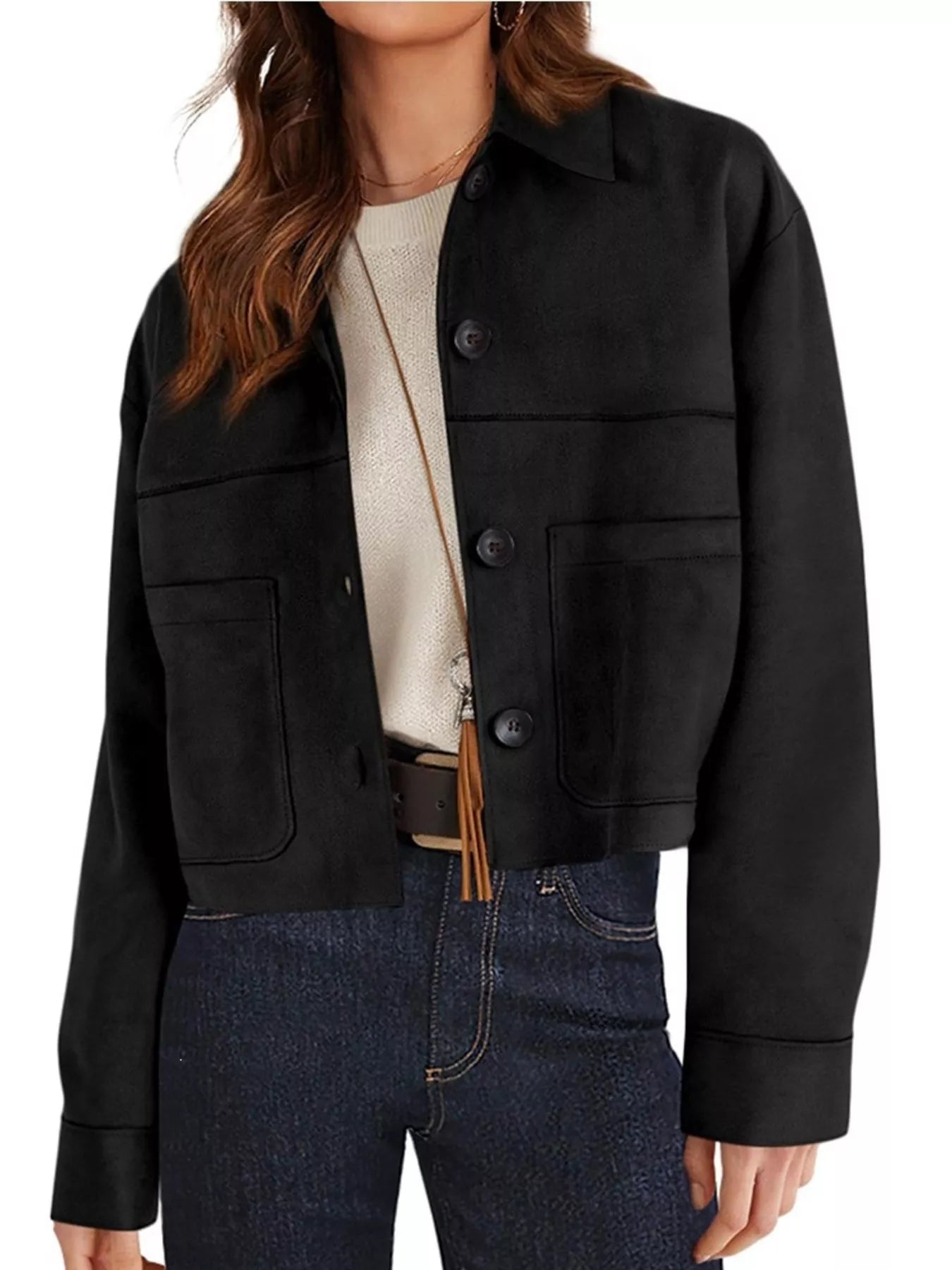 Trendsi Button-Down Cropped Jacket -