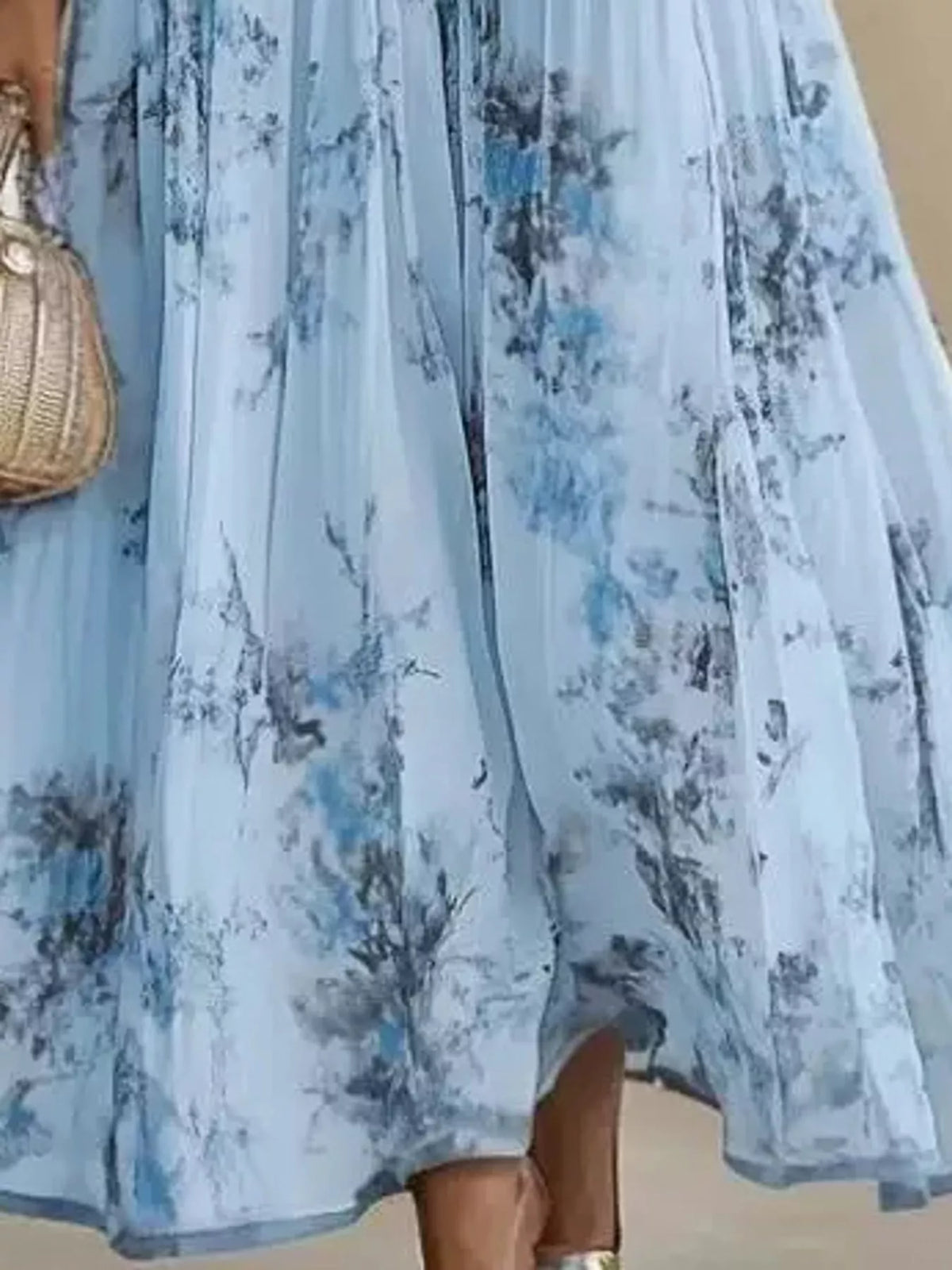 V-neck long sleeve maxi dress, construction and design details