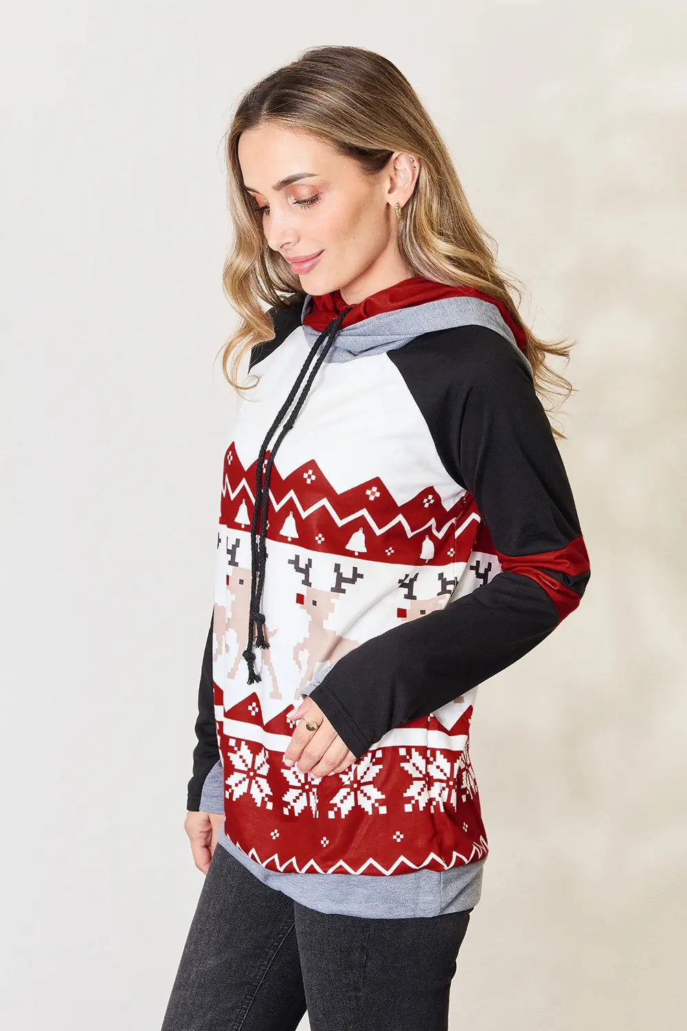 Women's Christmas Drawstring Long Sleeve Hoodie — product view 4