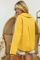 Trendsi BiBi Flap Pockets Fleece Collared Sweatshirt -