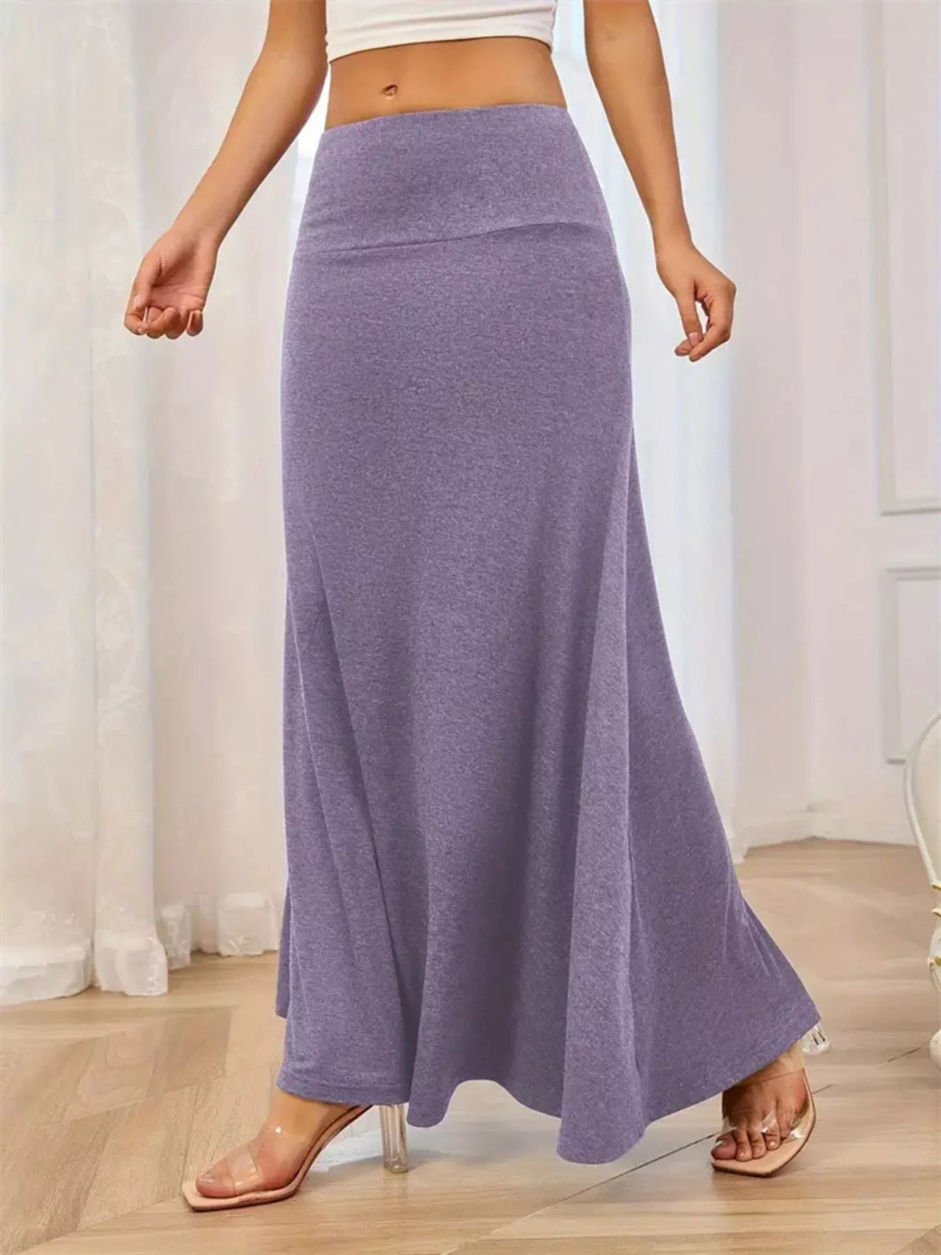 Trendsi Flowy Maxi Skirt with Wide Waistband -