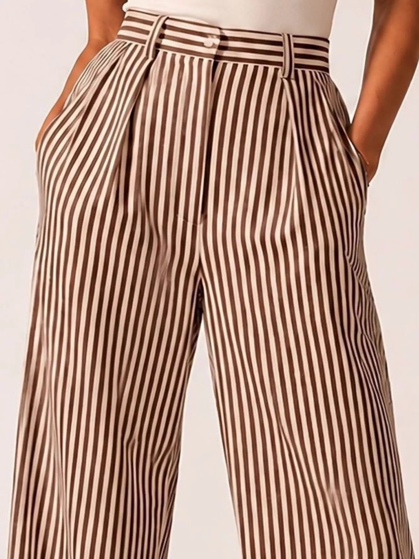 Trendsi High-Waisted Wide-Leg Striped Pants -