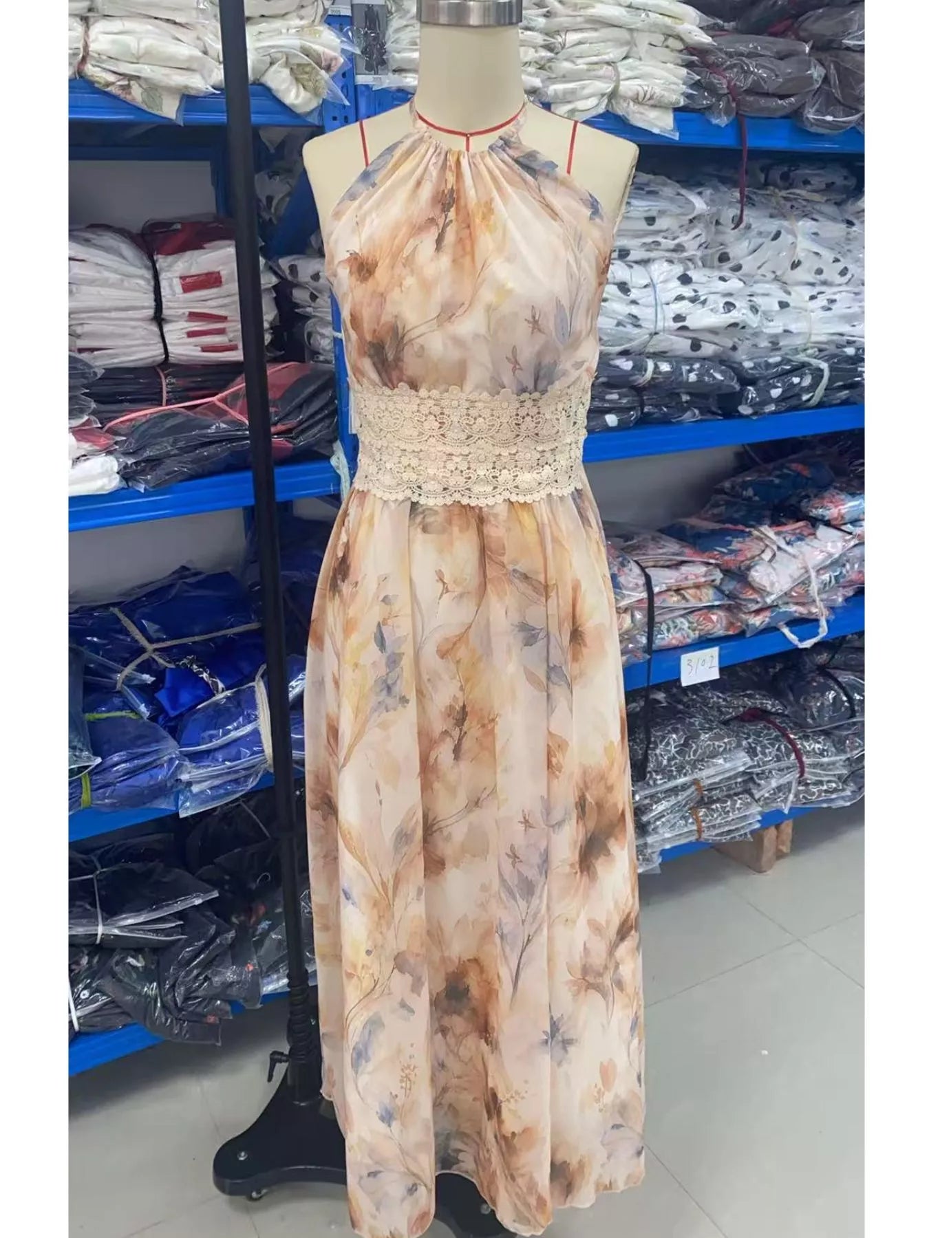 Trendsi Floral Print Halter Neck Maxi Dress -