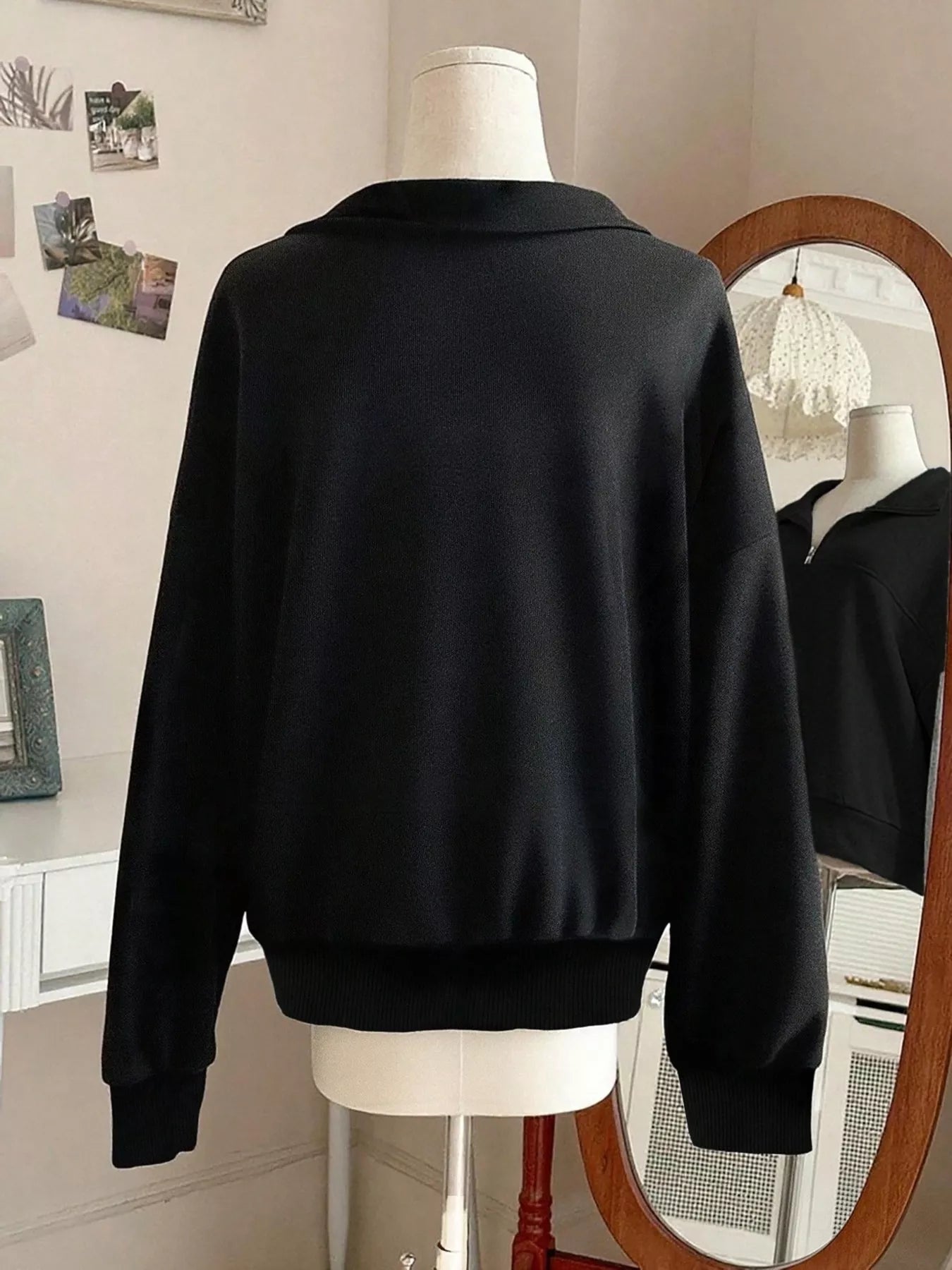 Trendsi Quarter-Zip Dropped Shoulder Sweatshirt -