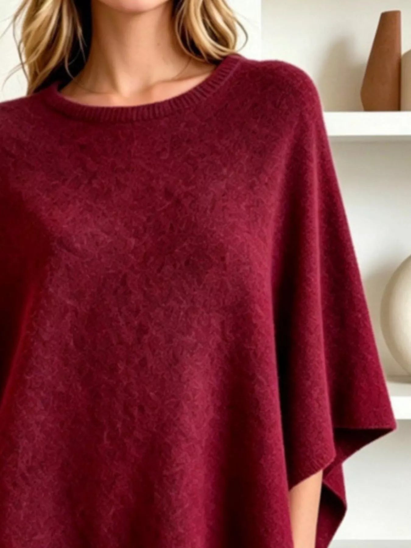 Trendsi Asymmetrical Hem Knit Poncho -