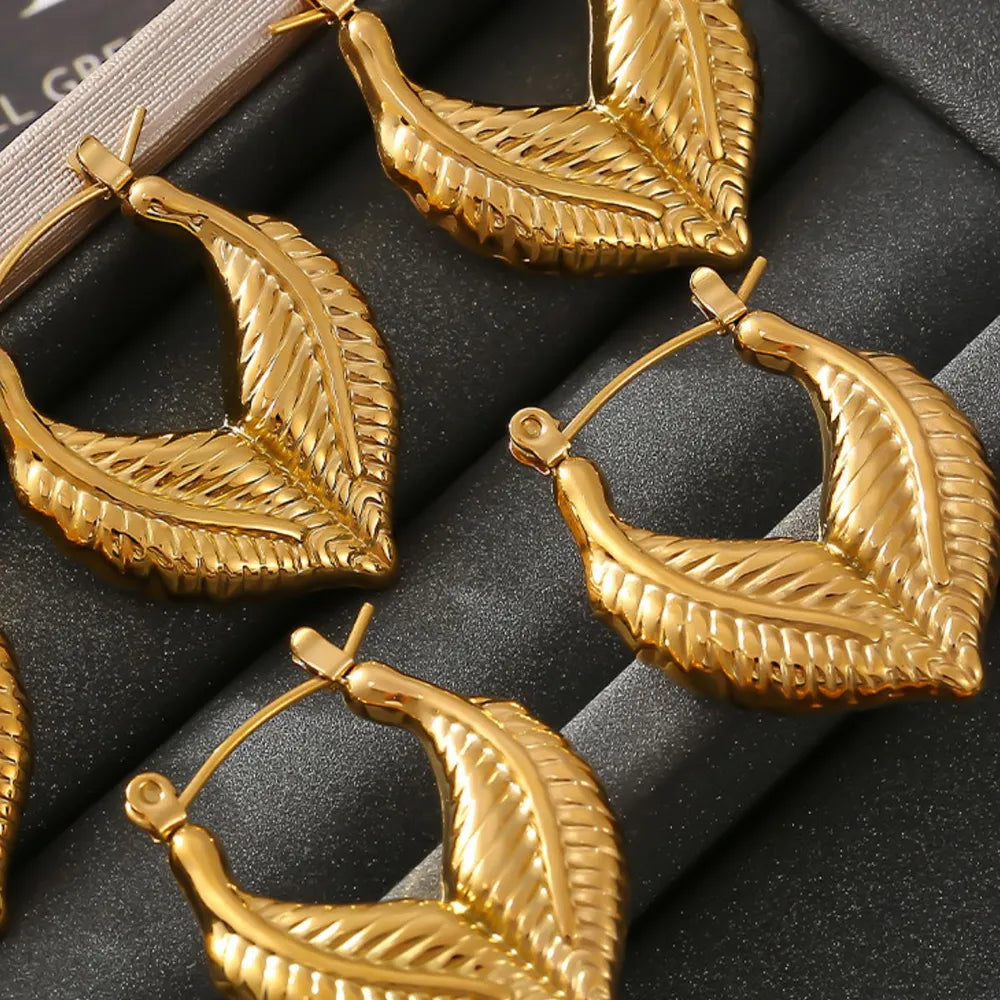Trendsi Titanium Steel Leaf Shape Earrings -