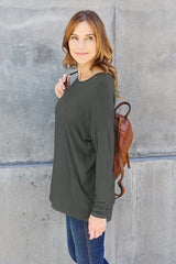 Trendsi Basic Bae Full Size Round Neck Dropped Shoulder T-Shirt -