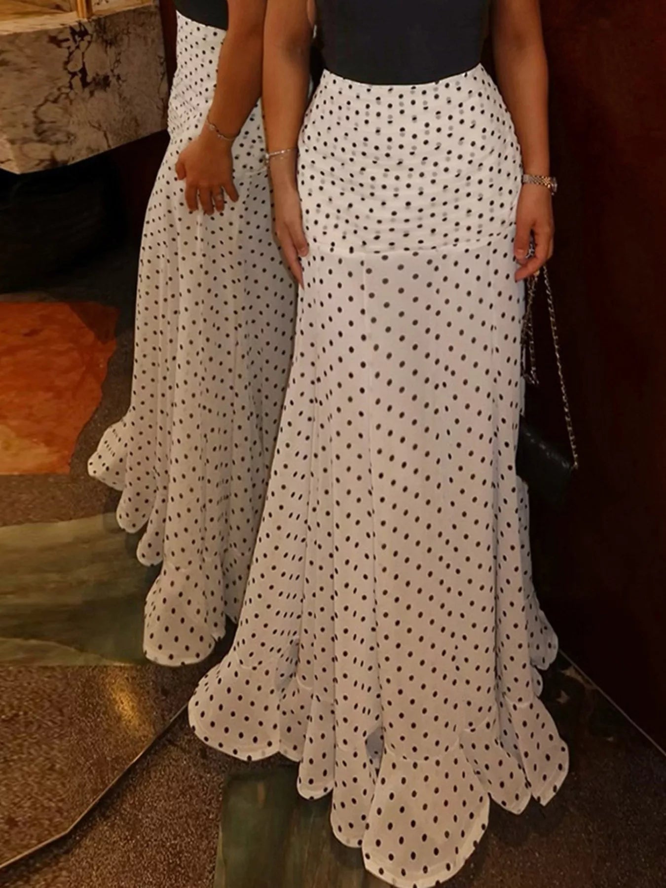 Trendsi Polka Dot Mermaid Maxi Skirt -