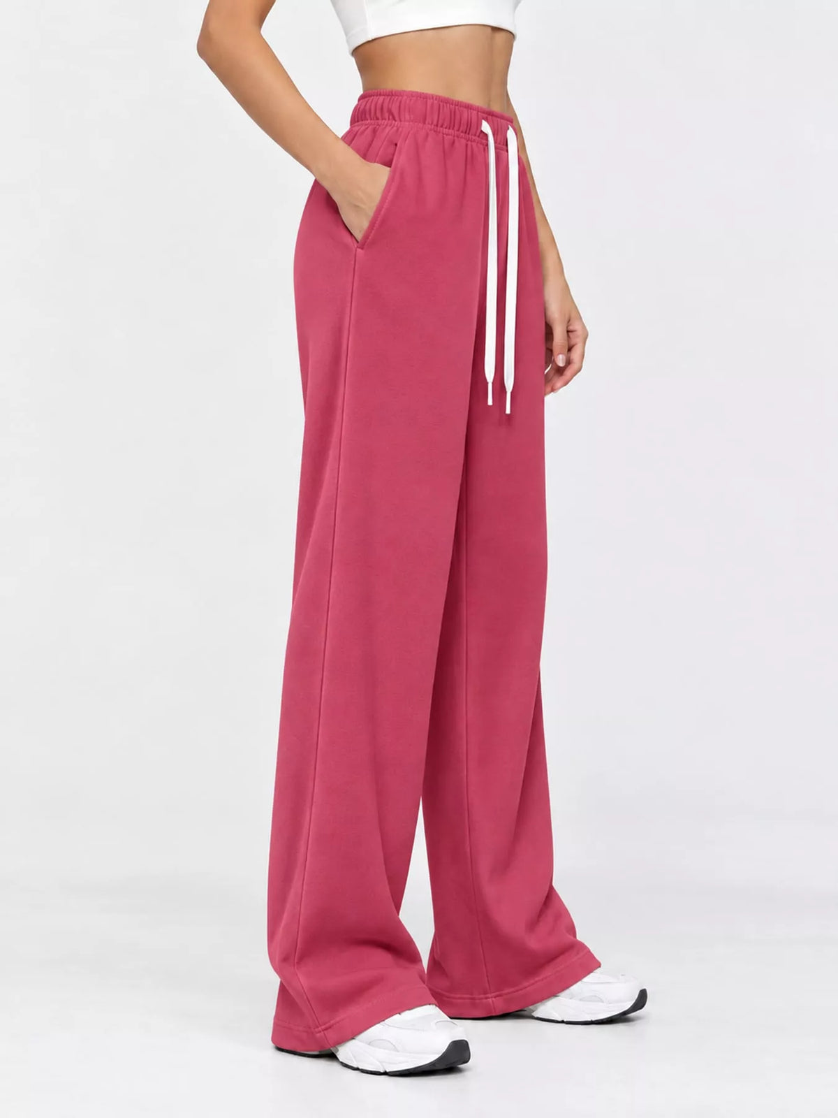 Rose Red wide-leg pants with drawstring