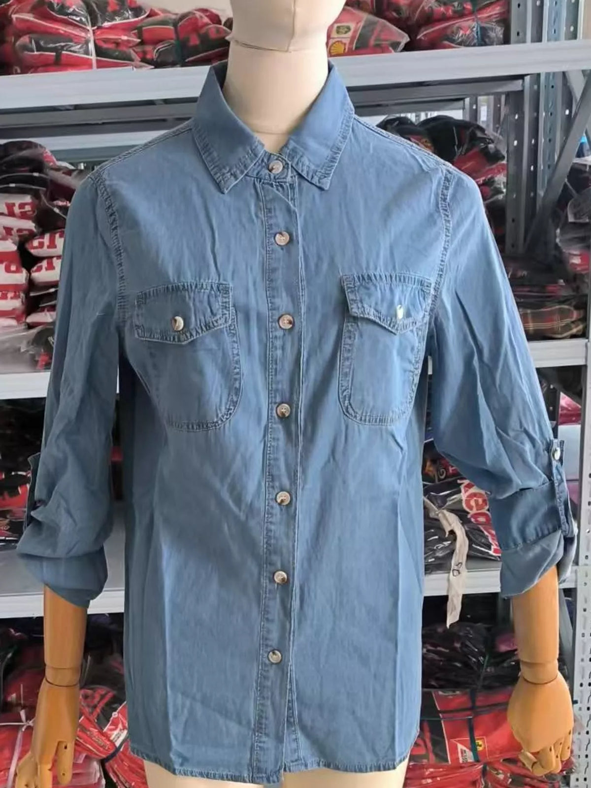 Dark Blue button-down denim shirt