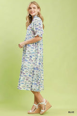 Trendsi Umgee Print Tiered Midi Dress -