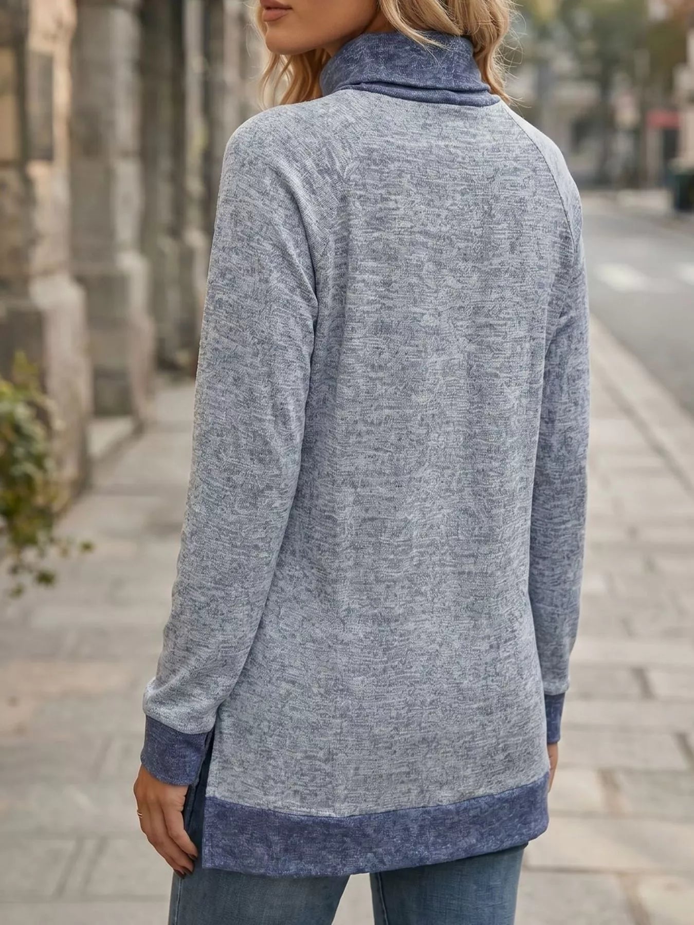 Trendsi Turtleneck Raglan Sleeve T-Shirt -