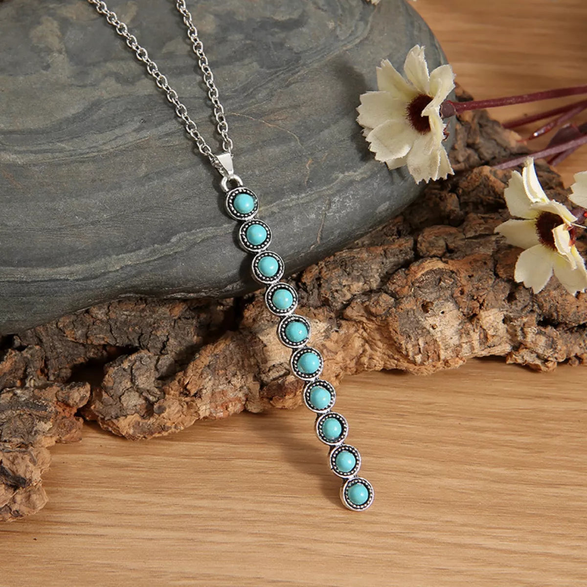 Trendsi Vintage Style Beaded Bar Necklace -