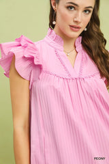Trendsi Umgee Flutter Sleeve Tiered Dress -