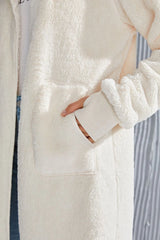 Trendsi Double Take Full Size Hooded Teddy Bear Jacket with Thumbholes - Outerwear