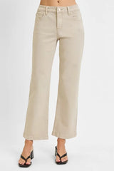 Trendsi RISEN Full Size Tummy Control Mid Rise Ankle Straight Jeans Plus Size -