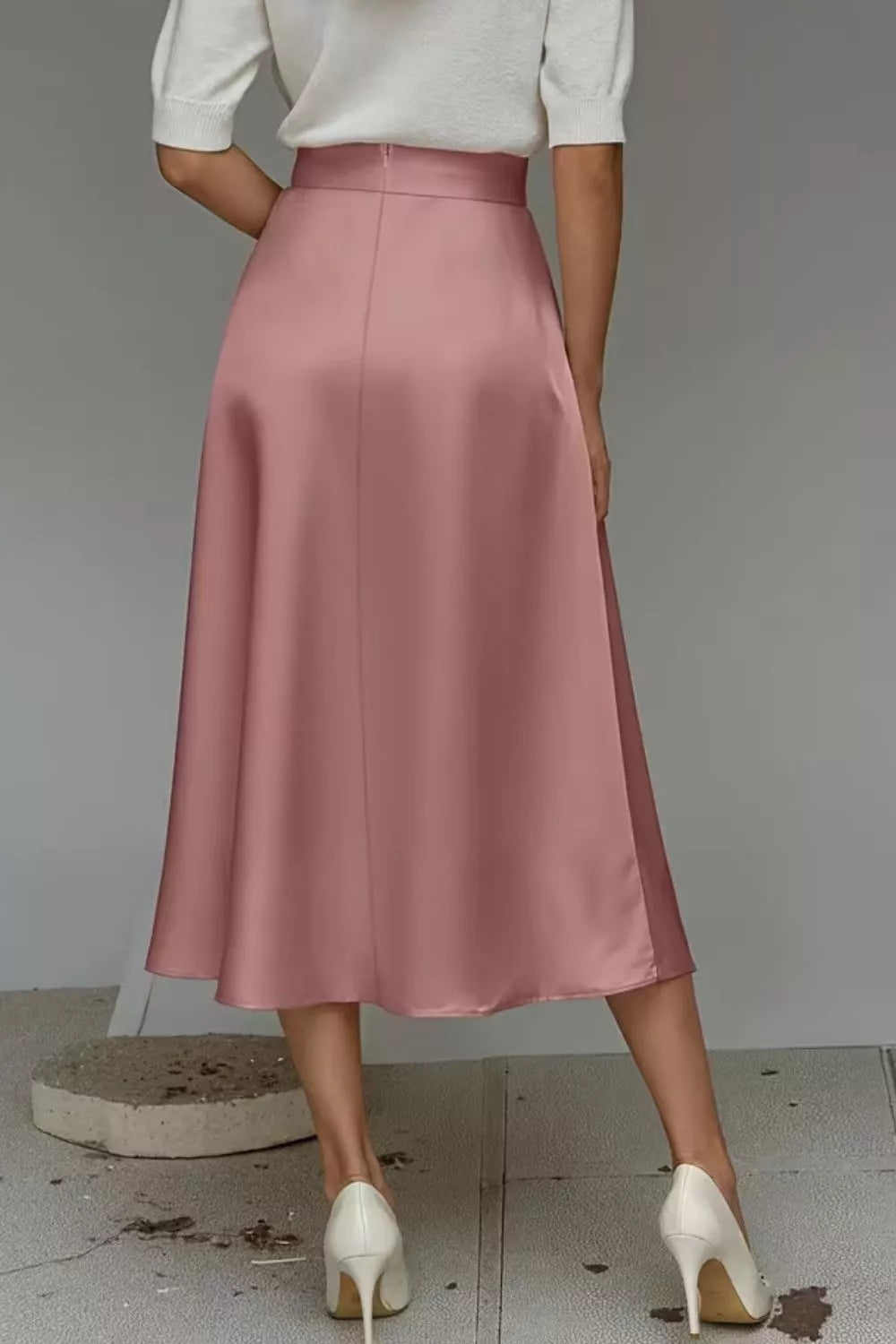 Trendsi Satin A-Line Midi Skirt -