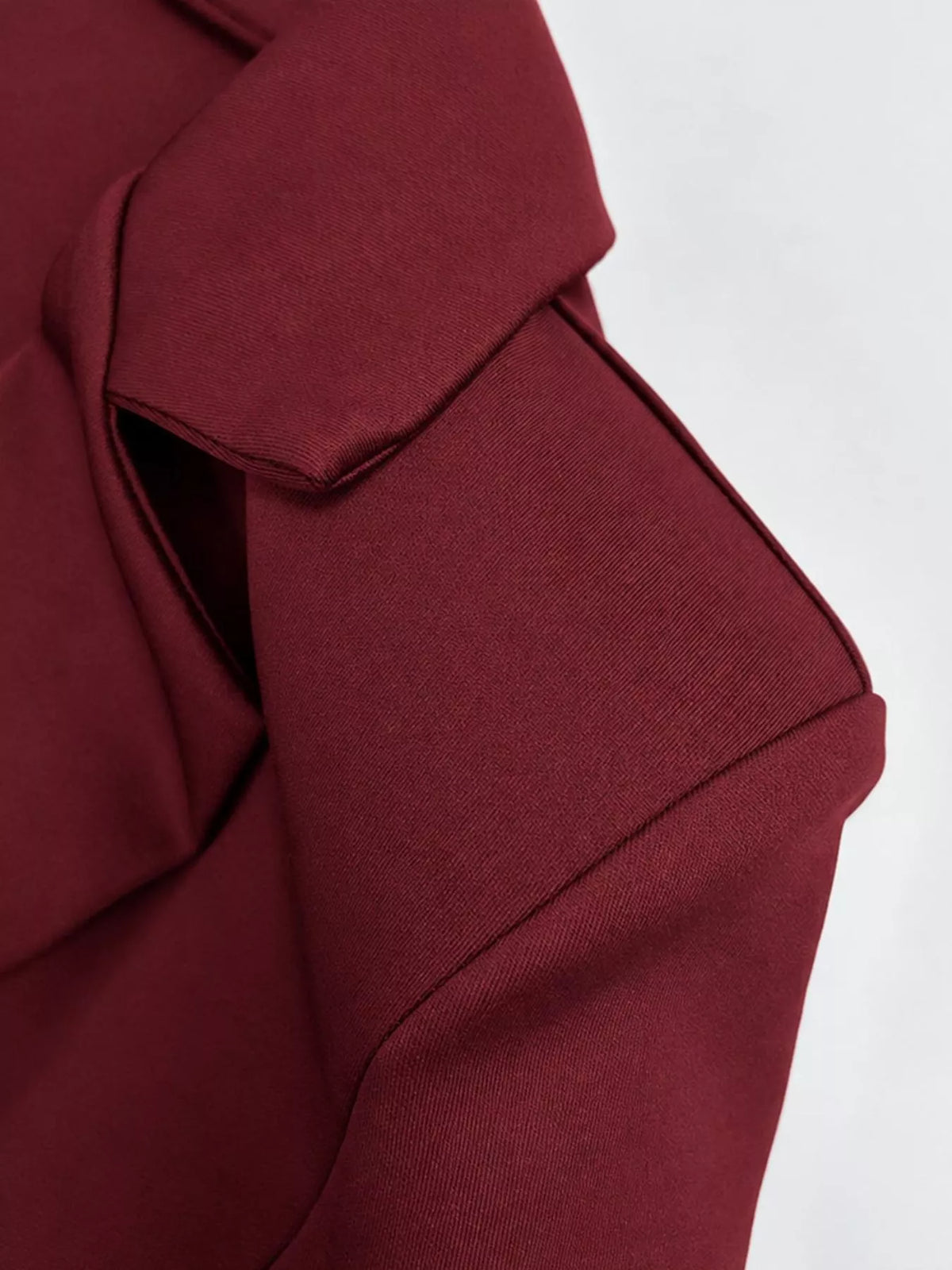 Burgundy double-breasted blazer dress — design and construction details