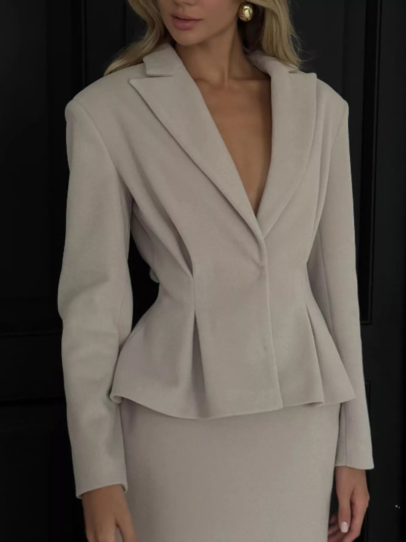 Trendsi Peplum Blazer and Skirt Set -