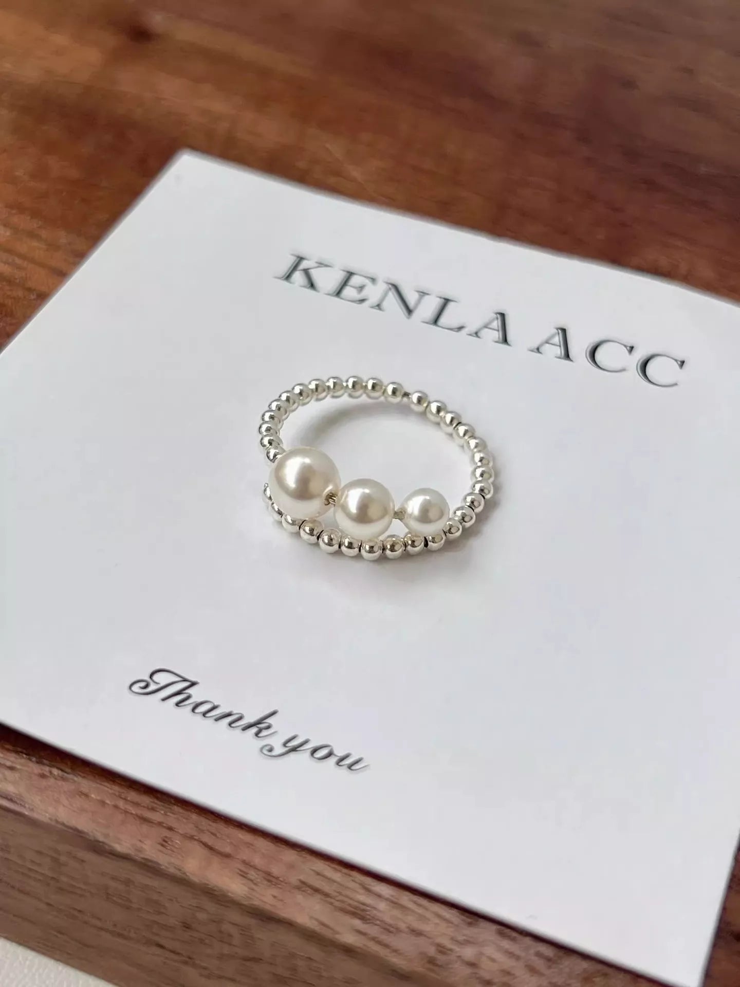 Trendsi Triple Pearl Beaded Bypass Ring -