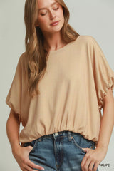 Trendsi Umgee Mini Texture Checkered Bubble Hem Top -
