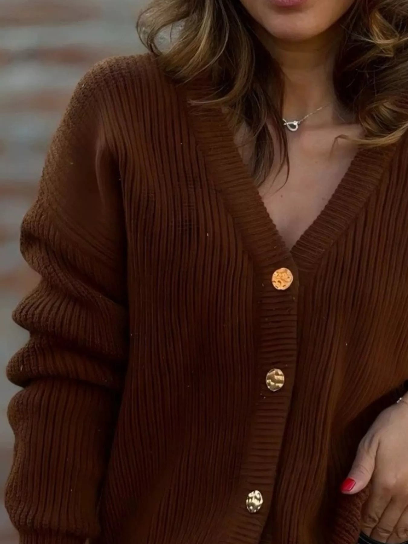 Trendsi Full Size V-Neck Button-Up Cardigan Plus Size -