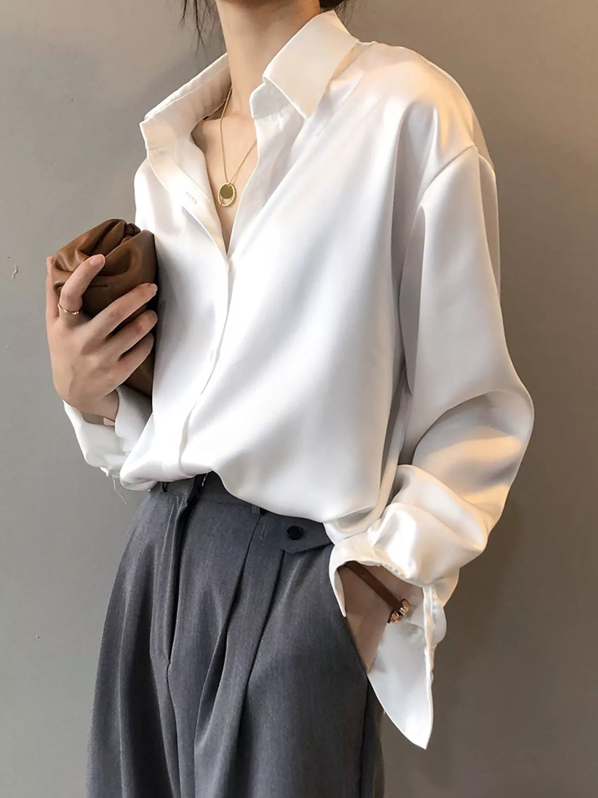 Satin shirt, white front