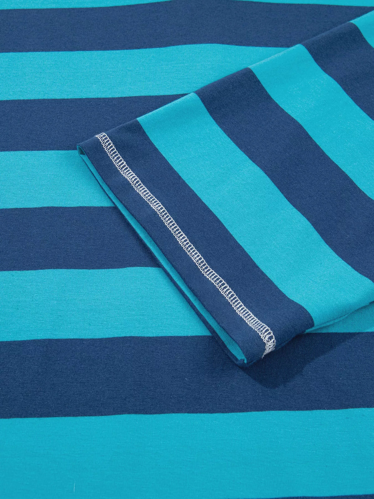 Striped polo top, sleeve hem detail