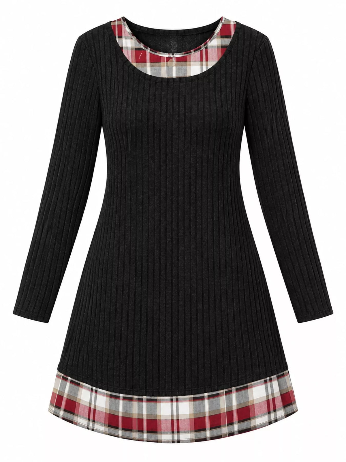 Round neck long sleeve mini dress, product view