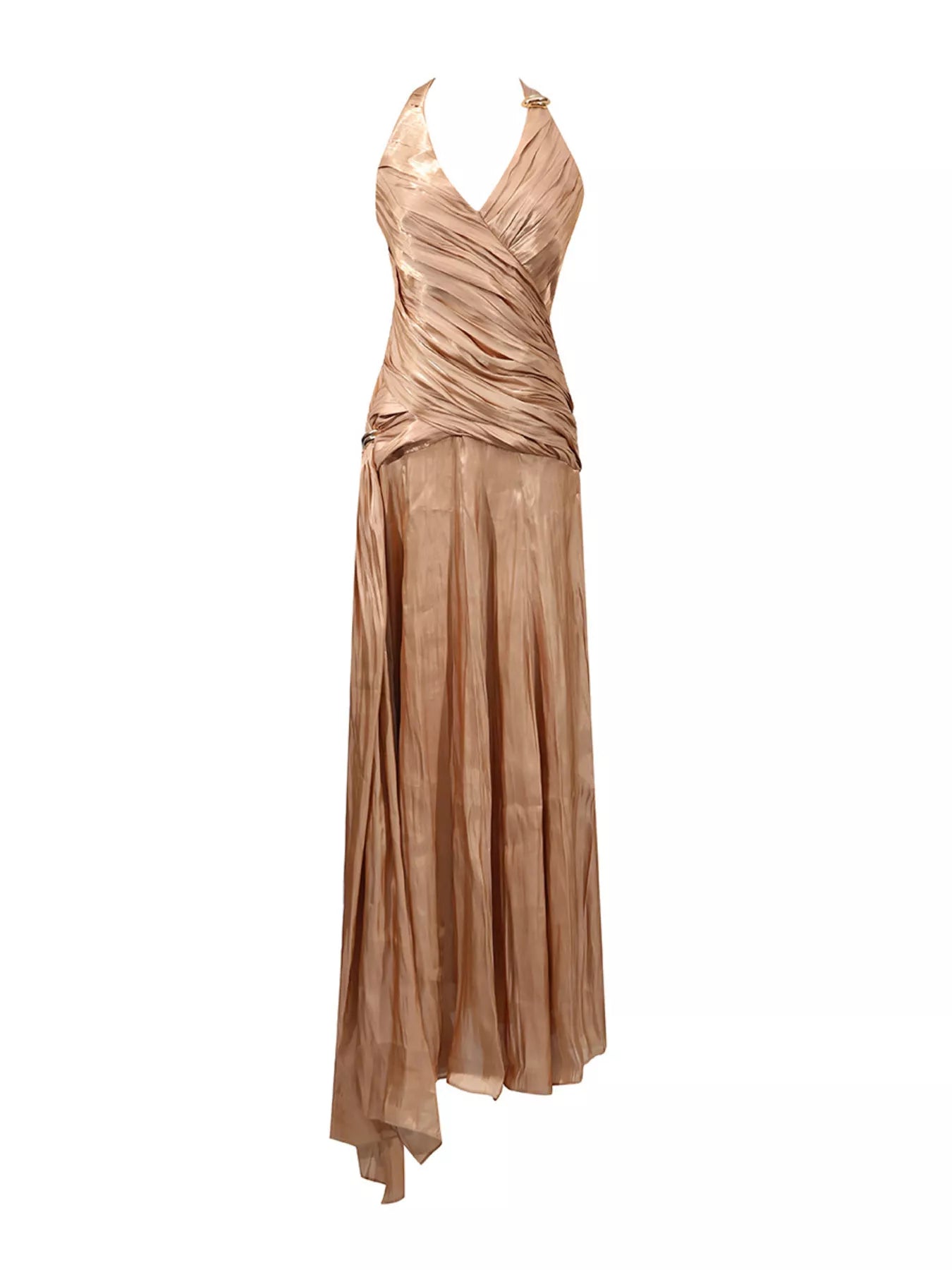 Trendsi Halter Neck Ruched Maxi Dress -