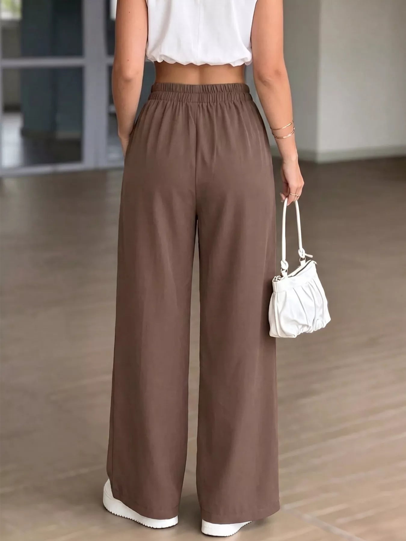 Trendsi High-Waisted Wide-Leg Drawstring Pants -