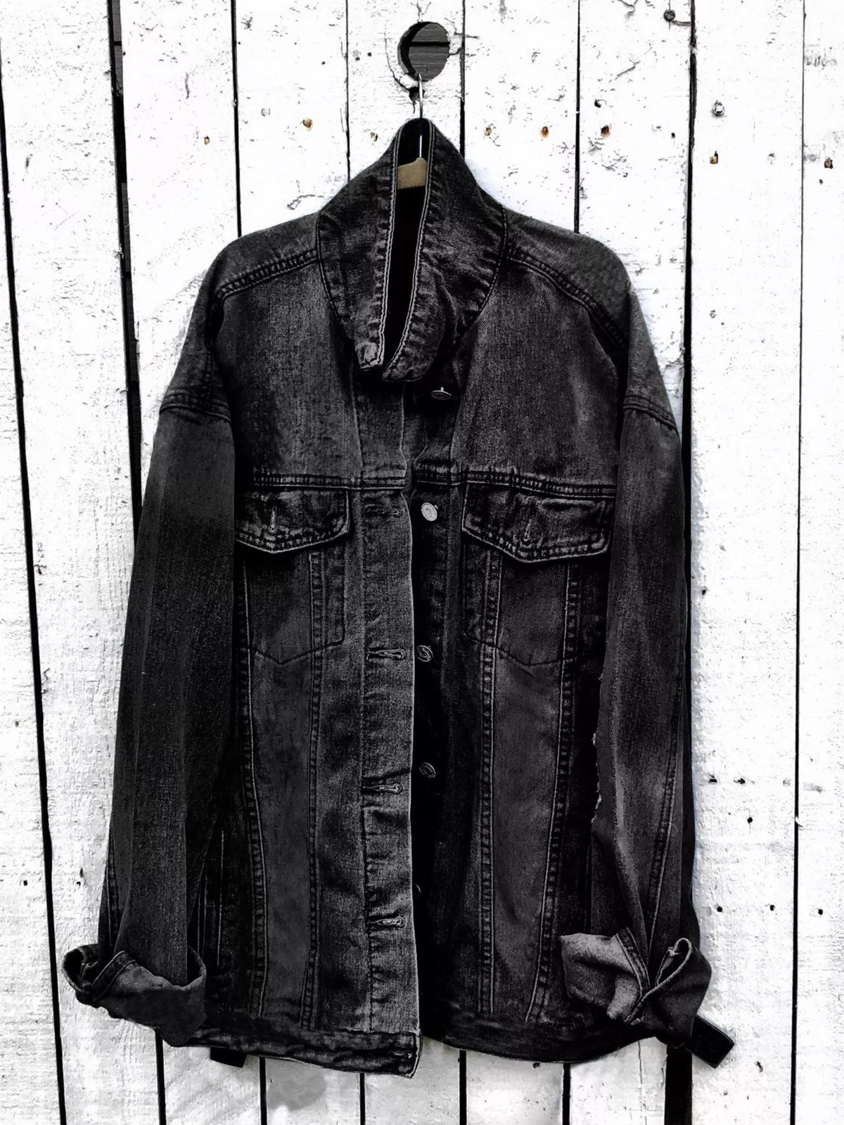 Trendsi Full Size Angel Wings Graphic Back Denim Jacket Plus Size -
