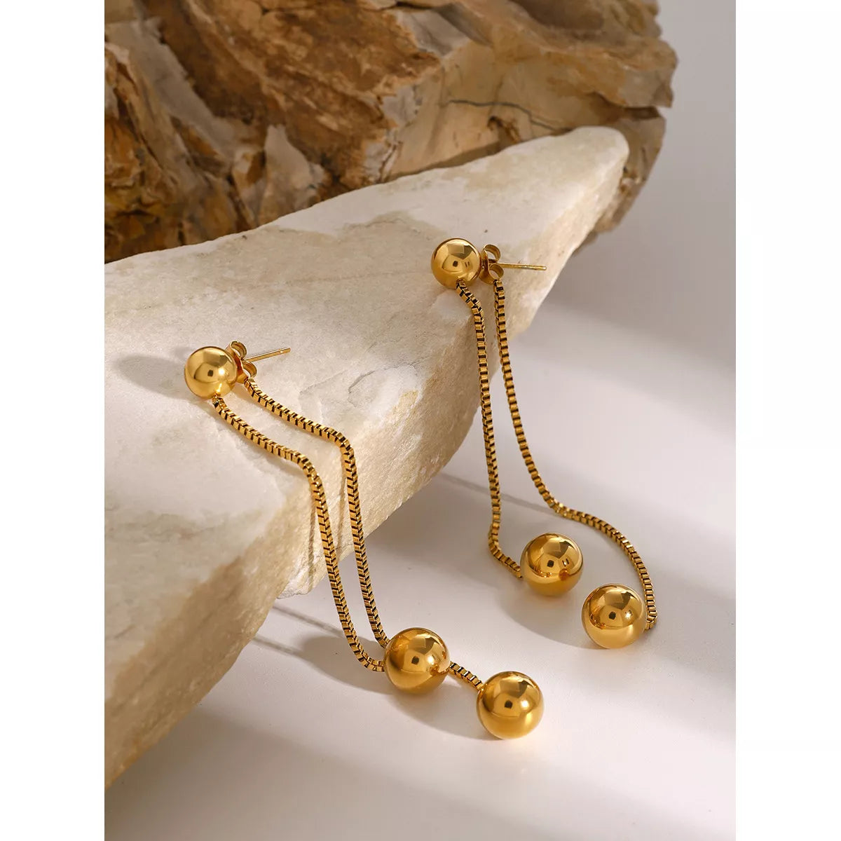 Trendsi 18K Gold-Plated Ball Drop Earrings -