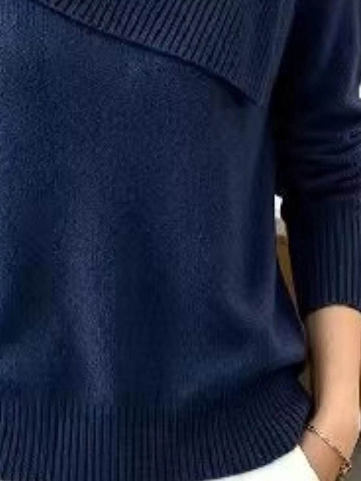 Trendsi Full Size Asymmetric Ribbed Collar Sweater Plus Size -