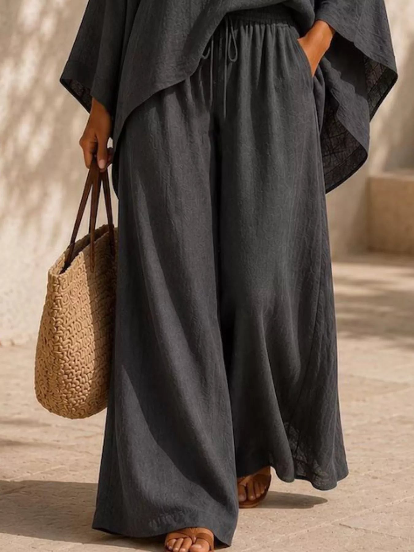 Trendsi Full Size Loose Fit Top and Wide-Leg Pants Set Plus Size -