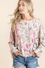 Trendsi BiBi Tie Dye Print Terry Pull Over -