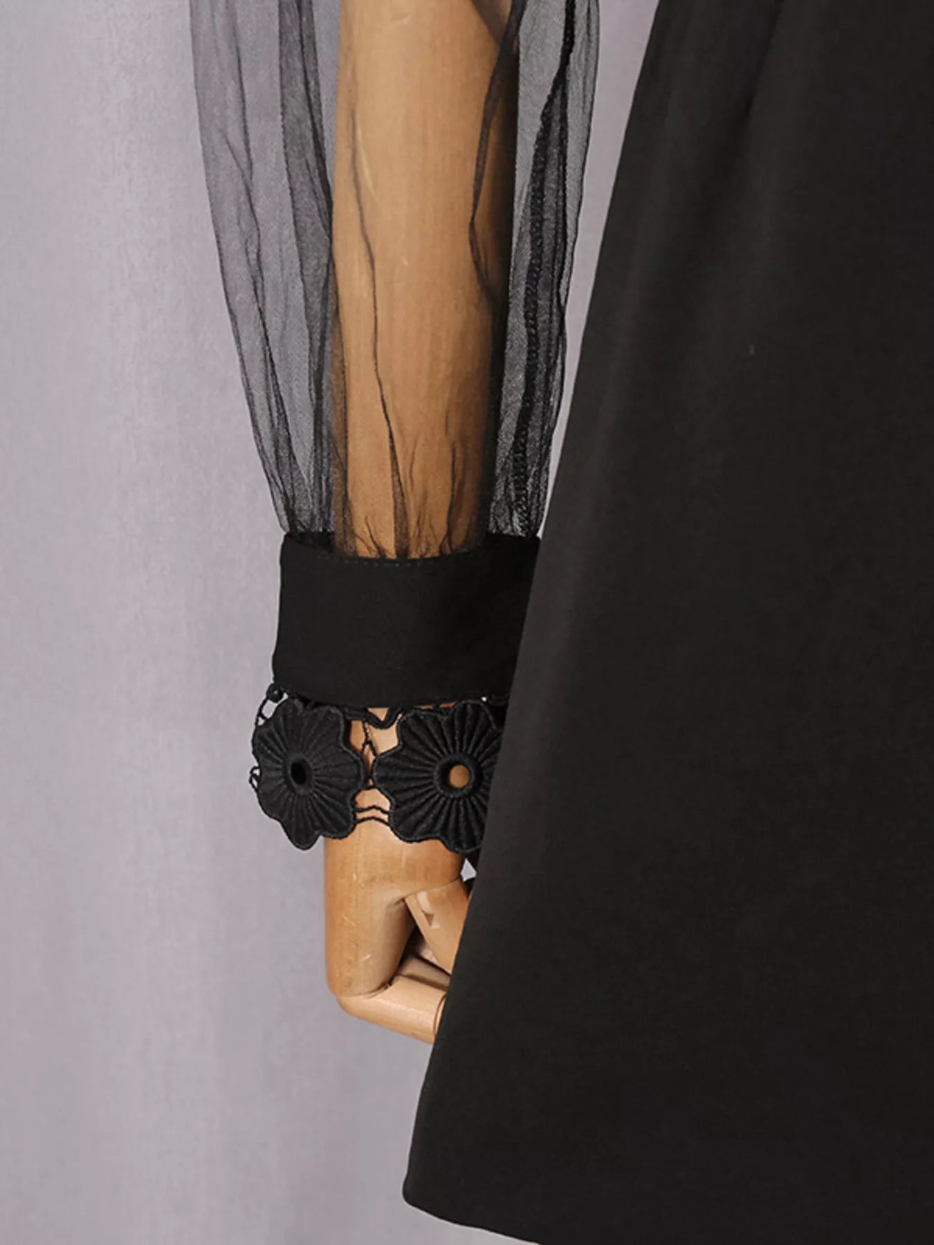 Trendsi Lace Sheer Sleeve Mini Dress -