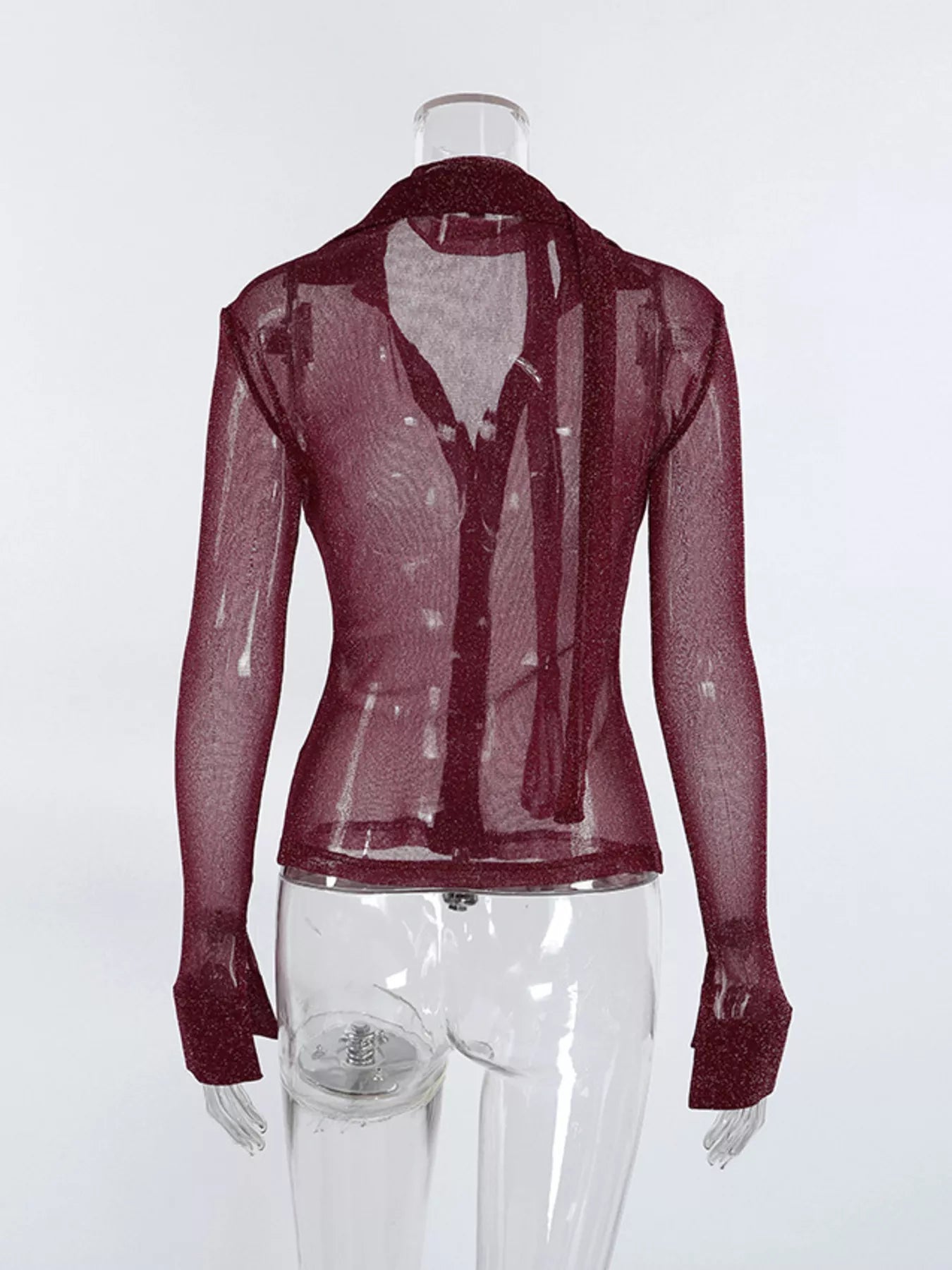 Trendsi Button Down Long Sleeve Shirt with Scarf -