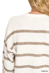 Trendsi Zenana Wool Blend Striped Sweater - Shirts