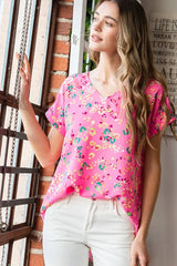 Trendsi Heimish Full Size Animal print V-Neck Short Sleeve T-Shirt Plus Size - Shirts