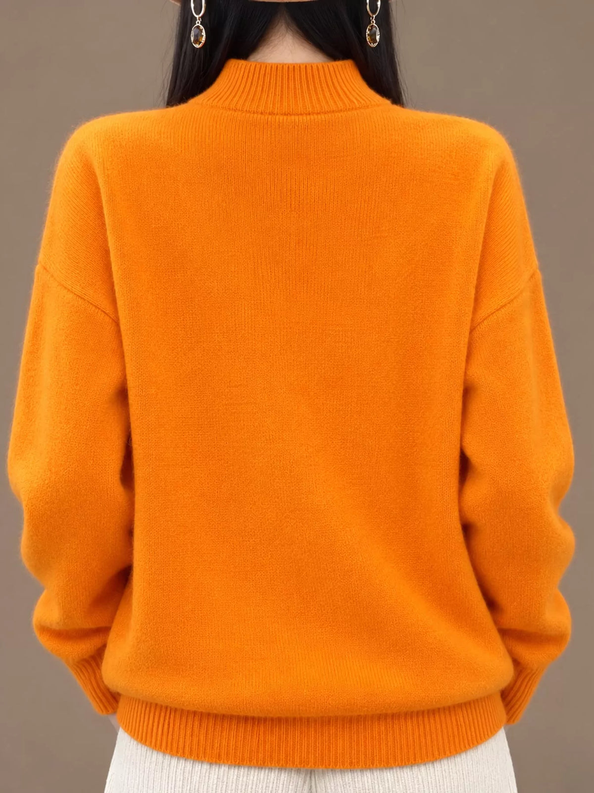 Turtleneck sweater, orange back