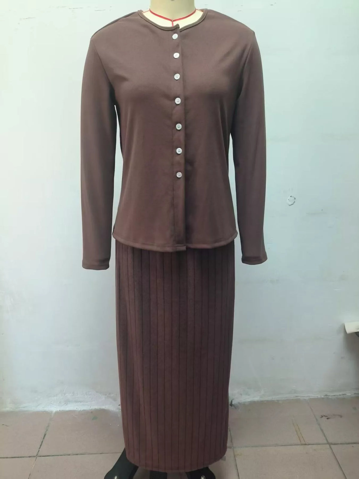 Cardigan and skirt set, product view