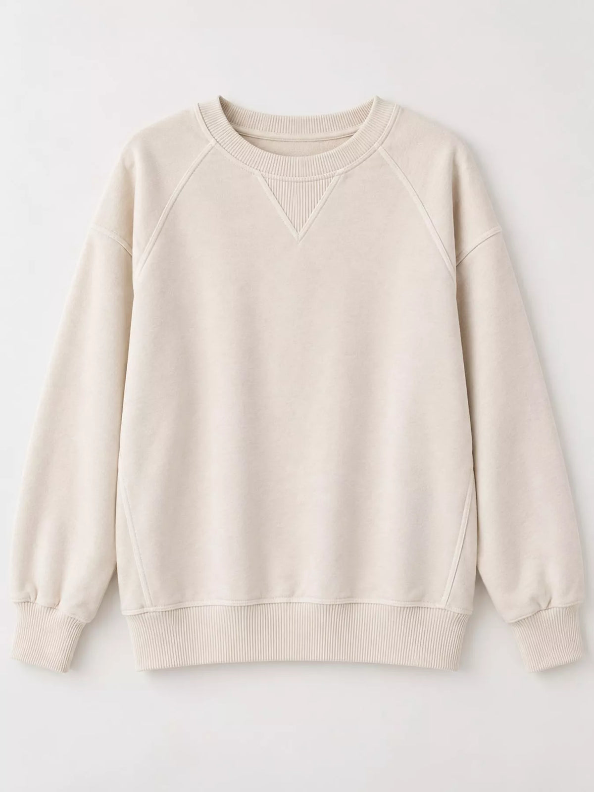 Cream crew neck raglan sleeve sweatshirt